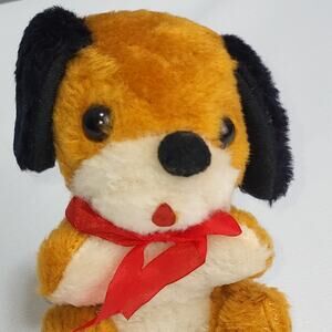 Vintage 1980s Golden Brown 5.5" Puppy Dog Tchotchke Carnival Prize Plush Toy